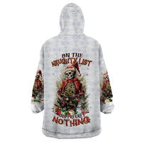 Skeleton Santa Claus Wearable Blanket Hoodie On The Naughty List And I Regret Nothing - Wonder Print Shop