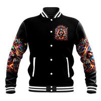 Flower Skull Baseball Jacket One Day Say Fuck Itt All And Let My Demons Out - Wonder Print Shop