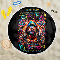 Flower Skull Beach Blanket One Day Say Fuck Itt All And Let My Demons Out - Wonder Print Shop