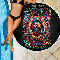 Flower Skull Beach Blanket One Day Say Fuck Itt All And Let My Demons Out - Wonder Print Shop