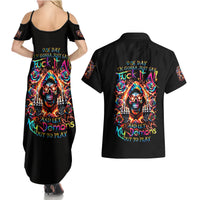 Flower Skull Couples Matching Summer Maxi Dress and Hawaiian Shirt One Day Say Fuck Itt All And Let My Demons Out - Wonder Print Shop