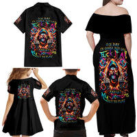 Flower Skull Family Matching Off Shoulder Maxi Dress and Hawaiian Shirt One Day Say Fuck Itt All And Let My Demons Out - Wonder Print Shop
