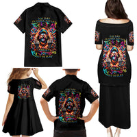 Flower Skull Family Matching Puletasi Dress and Hawaiian Shirt One Day Say Fuck Itt All And Let My Demons Out - Wonder Print Shop