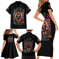 Flower Skull Family Matching Short Sleeve Bodycon Dress and Hawaiian Shirt One Day Say Fuck Itt All And Let My Demons Out - Wonder Print Shop