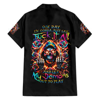 Flower Skull Hawaiian Shirt One Day Say Fuck Itt All And Let My Demons Out - Wonder Print Shop