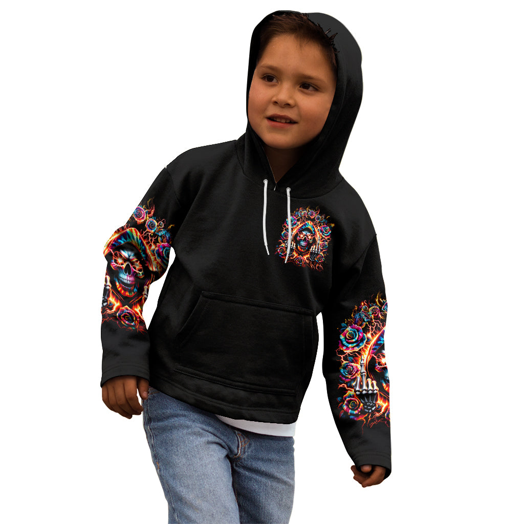 Flower Skull Kid Hoodie One Day Say Fuck Itt All And Let My Demons Out - Wonder Print Shop