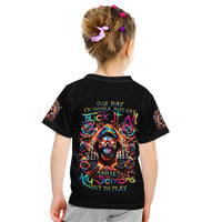 Flower Skull Kid T Shirt One Day Say Fuck Itt All And Let My Demons Out - Wonder Print Shop