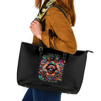 Flower Skull Leather Tote Bag One Day Say Fuck Itt All And Let My Demons Out - Wonder Print Shop