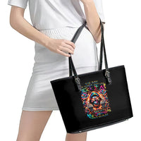 Flower Skull Leather Tote Bag One Day Say Fuck Itt All And Let My Demons Out - Wonder Print Shop