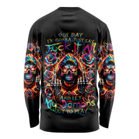 Flower Skull Long Sleeve Shirt One Day Say Fuck Itt All And Let My Demons Out - Wonder Print Shop