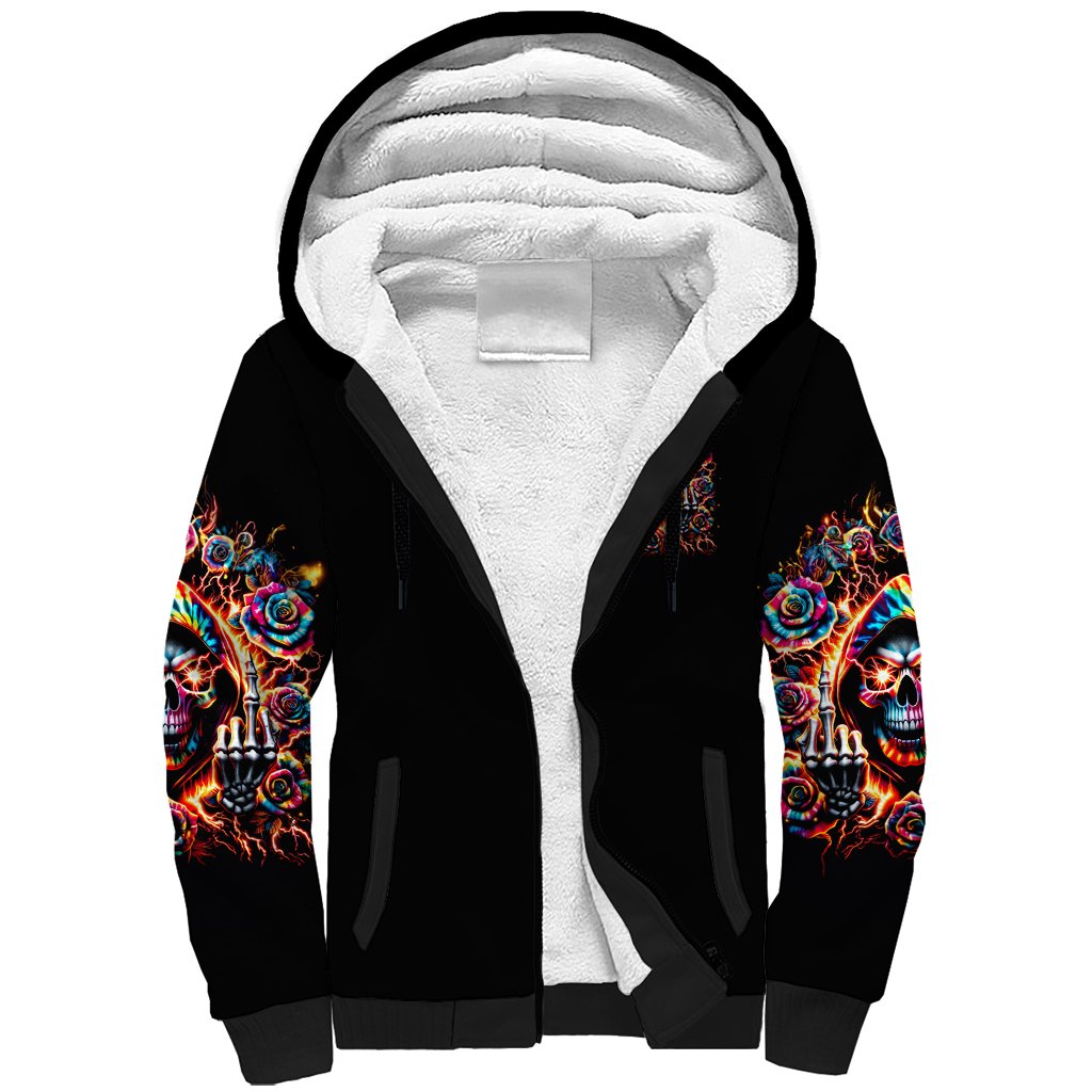 Flower Skull Sherpa Hoodie One Day Say Fuck Itt All And Let My Demons Out - Wonder Print Shop