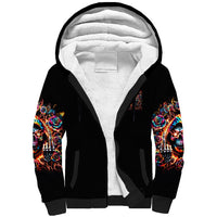 Flower Skull Sherpa Hoodie One Day Say Fuck Itt All And Let My Demons Out - Wonder Print Shop