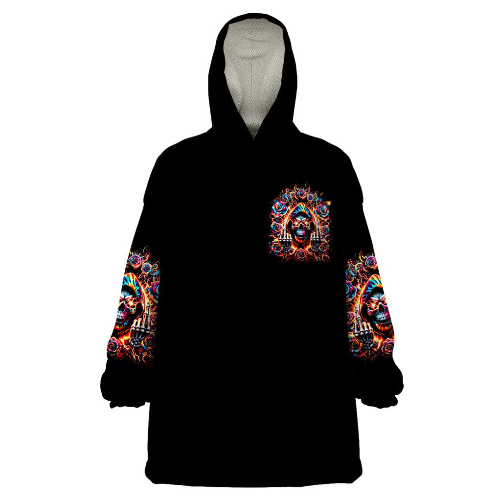 Flower Skull Wearable Blanket Hoodie One Day Say Fuck Itt All And Let My Demons Out - Wonder Print Shop