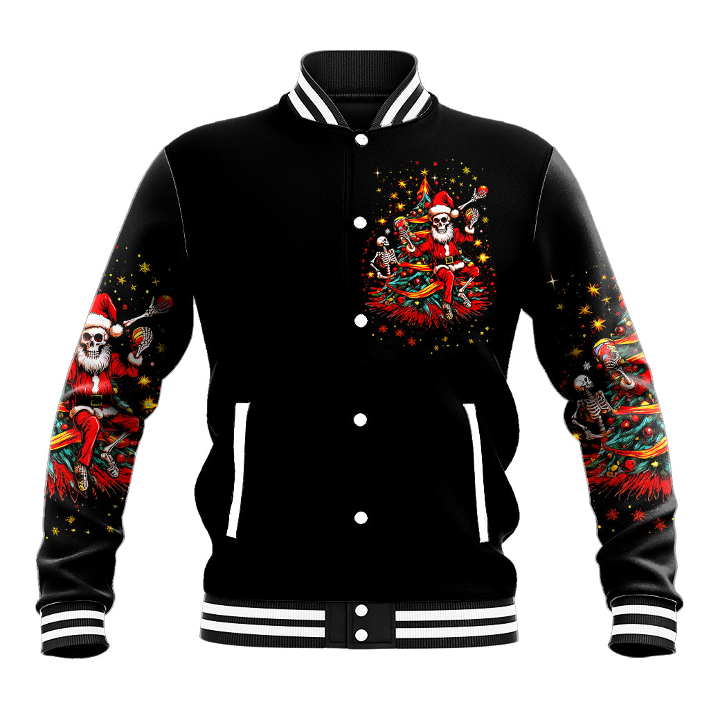 Skeleton Santa Claus Baseball Jacket Rockin' Around The Christmas Tree - Wonder Print Shop