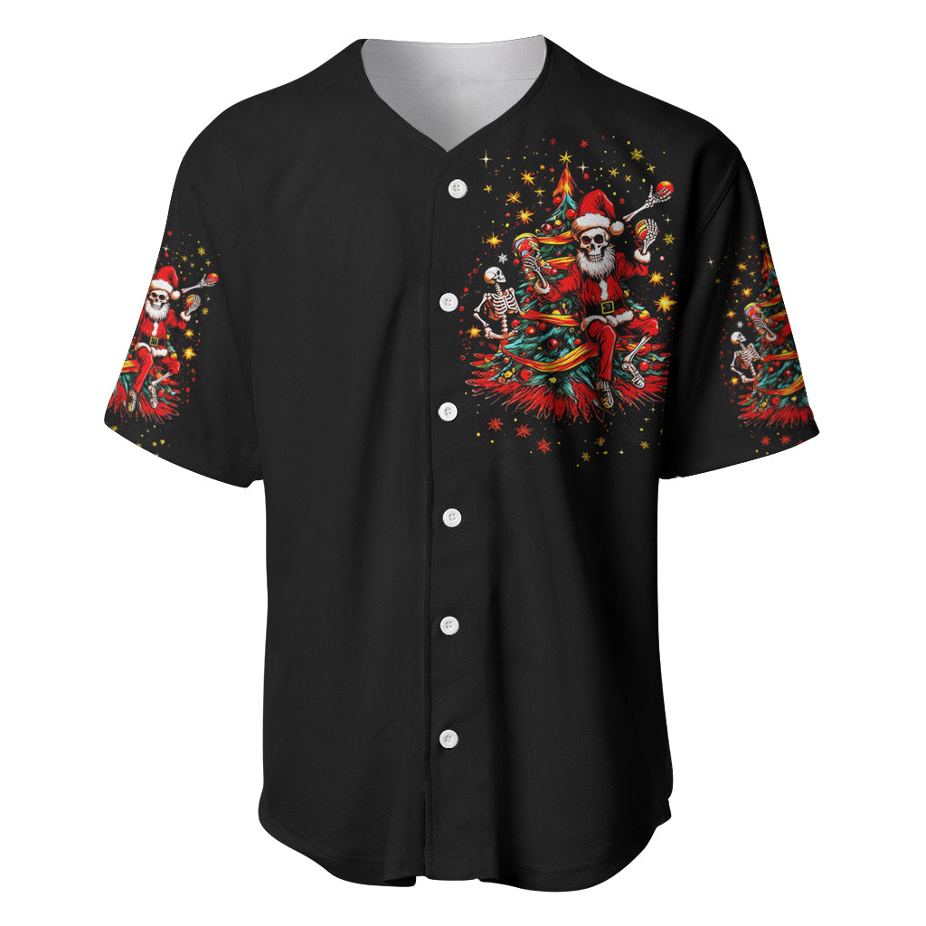 Skeleton Santa Claus Baseball Jersey Rockin' Around The Christmas Tree - Wonder Print Shop