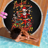 Skeleton Santa Claus Beach Blanket Rockin' Around The Christmas Tree - Wonder Print Shop