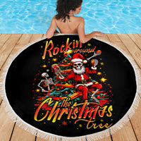 Skeleton Santa Claus Beach Blanket Rockin' Around The Christmas Tree - Wonder Print Shop