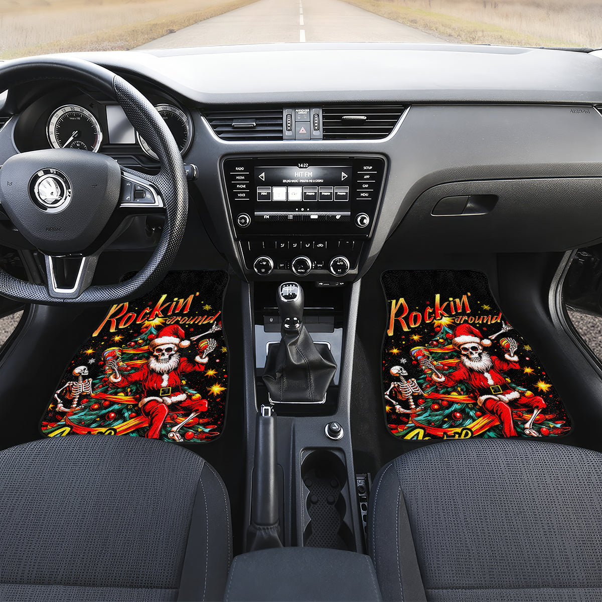 Skeleton Santa Claus Car Mats Rockin' Around The Christmas Tree - Wonder Print Shop