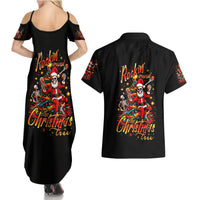Skeleton Santa Claus Couples Matching Summer Maxi Dress and Hawaiian Shirt Rockin' Around The Christmas Tree - Wonder Print Shop