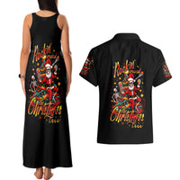 Skeleton Santa Claus Couples Matching Tank Maxi Dress and Hawaiian Shirt Rockin' Around The Christmas Tree - Wonder Print Shop