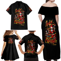 Skeleton Santa Claus Family Matching Off Shoulder Maxi Dress and Hawaiian Shirt Rockin' Around The Christmas Tree - Wonder Print Shop