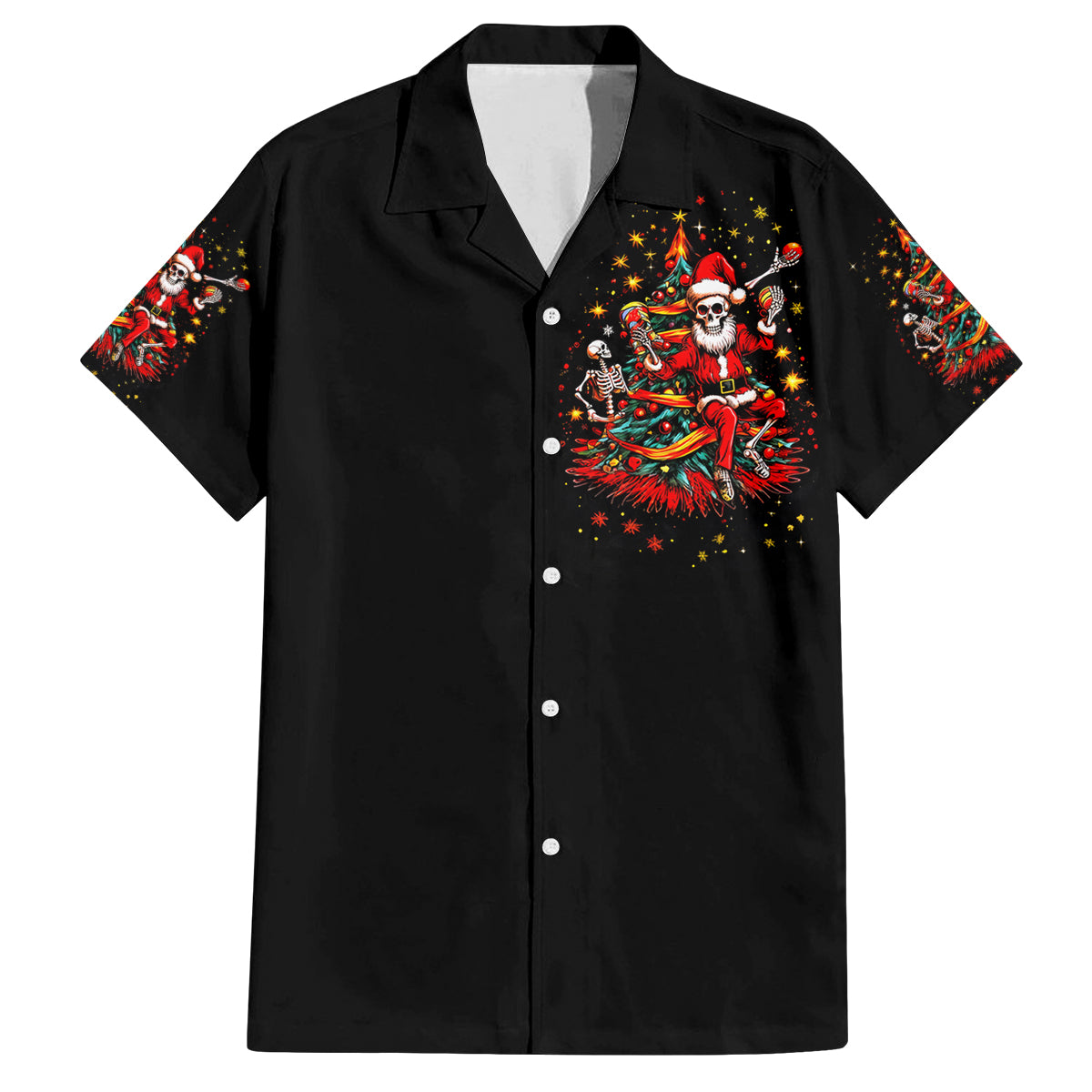 Skeleton Santa Claus Family Matching Tank Maxi Dress and Hawaiian Shirt Rockin' Around The Christmas Tree - Wonder Print Shop