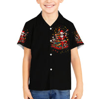 Skeleton Santa Claus Kid Hawaiian Shirt Rockin' Around The Christmas Tree - Wonder Print Shop