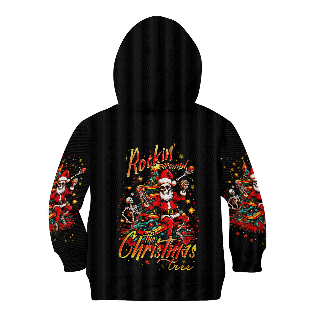 Skeleton Santa Claus Kid Hoodie Rockin' Around The Christmas Tree - Wonder Print Shop