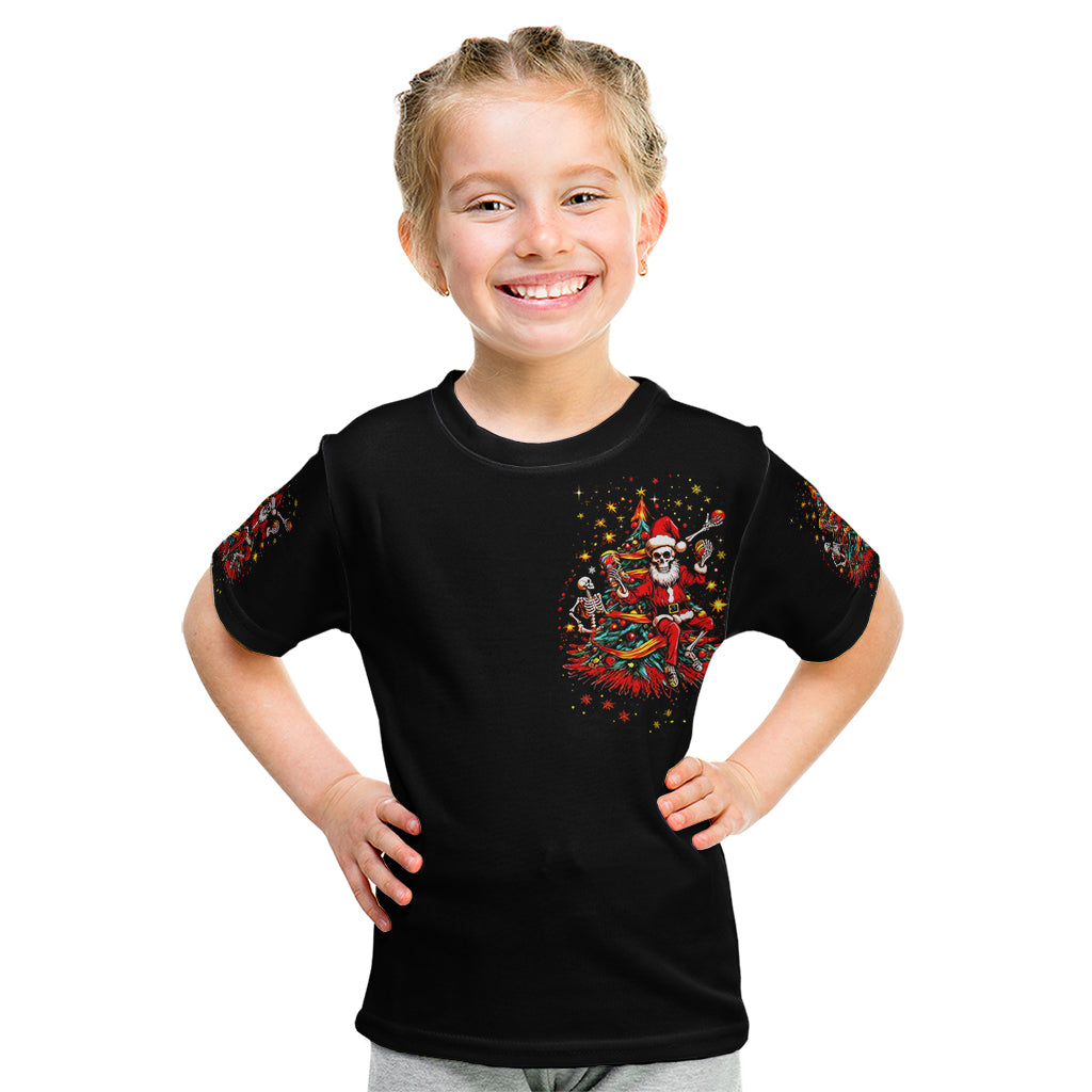 Skeleton Santa Claus Kid T Shirt Rockin' Around The Christmas Tree - Wonder Print Shop