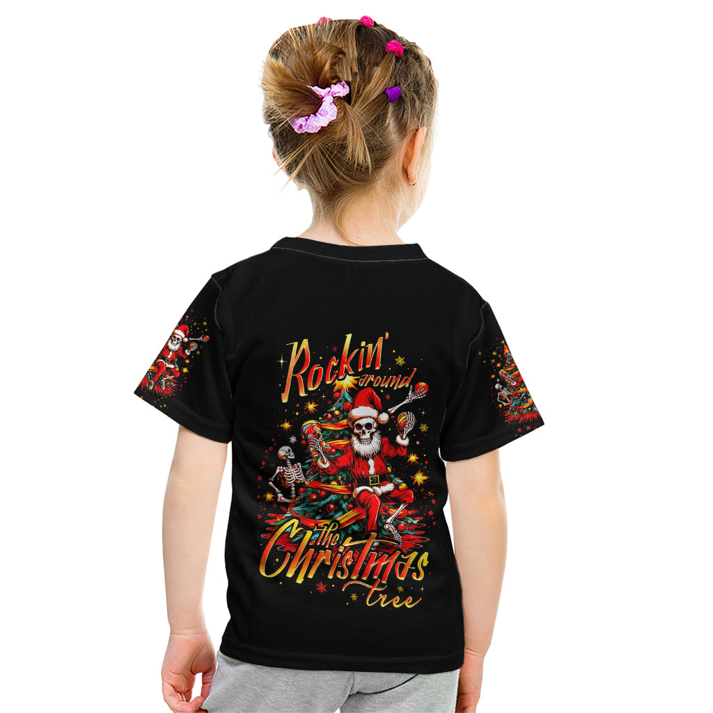 Skeleton Santa Claus Kid T Shirt Rockin' Around The Christmas Tree - Wonder Print Shop