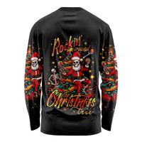 Skeleton Santa Claus Long Sleeve Shirt Rockin' Around The Christmas Tree - Wonder Print Shop