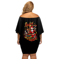 Skeleton Santa Claus Off Shoulder Short Dress Rockin' Around The Christmas Tree - Wonder Print Shop