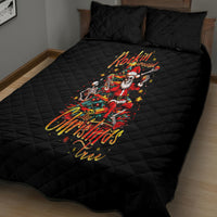 Skeleton Santa Claus Quilt Bed Set Rockin' Around The Christmas Tree - Wonder Print Shop