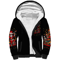 Skeleton Santa Claus Sherpa Hoodie Rockin' Around The Christmas Tree - Wonder Print Shop