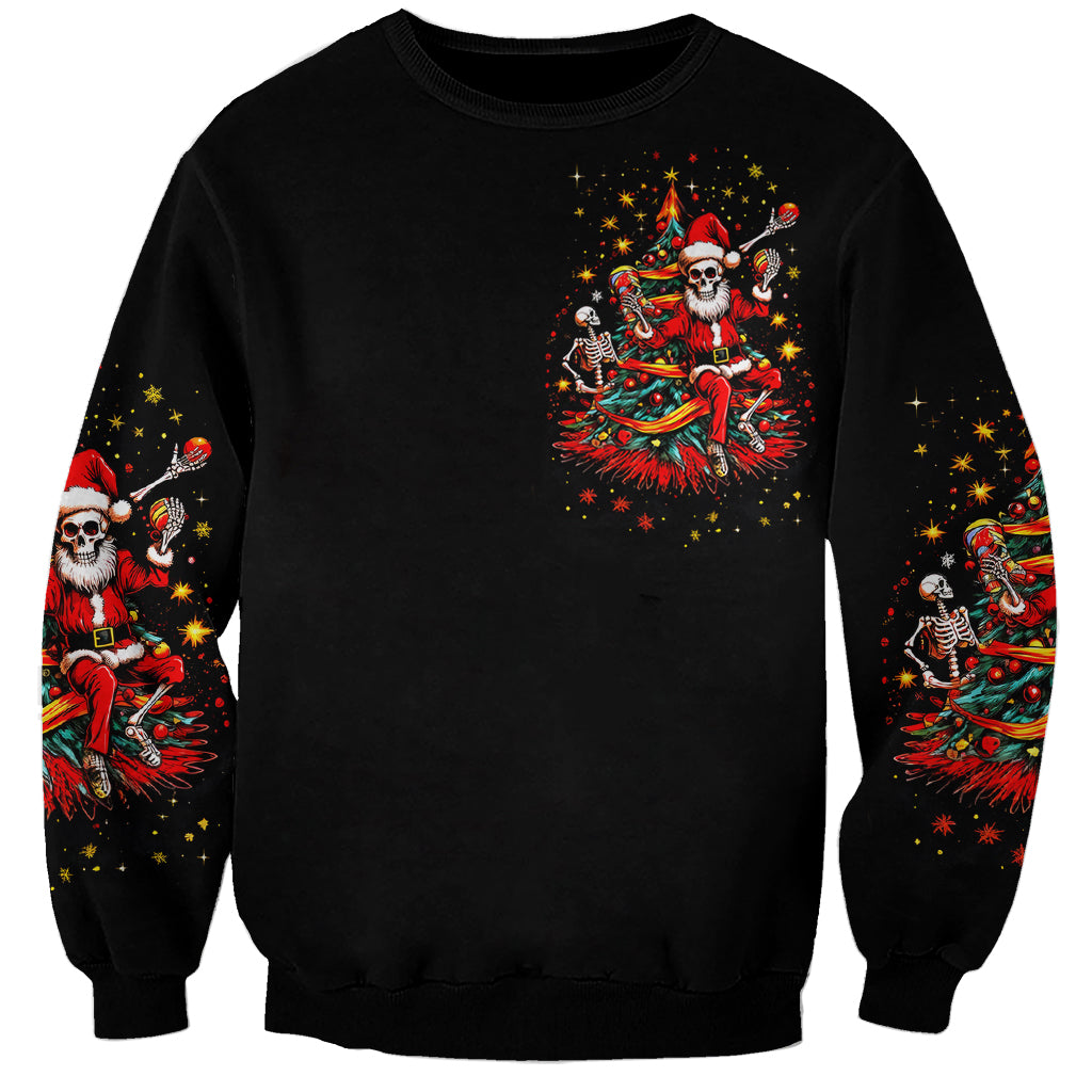 Skeleton Santa Claus Sweatshirt Rockin' Around The Christmas Tree - Wonder Print Shop