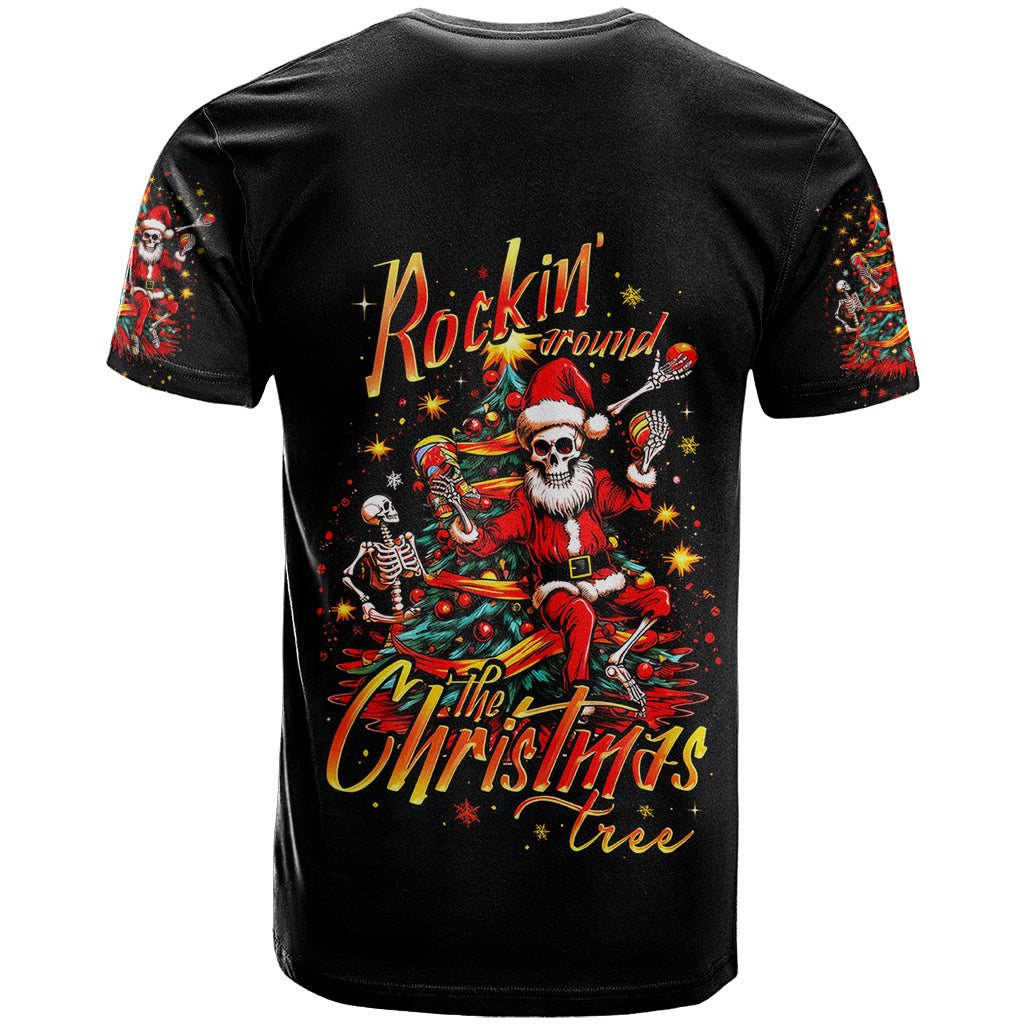 Skeleton Santa Claus T Shirt Rockin' Around The Christmas Tree - Wonder Print Shop