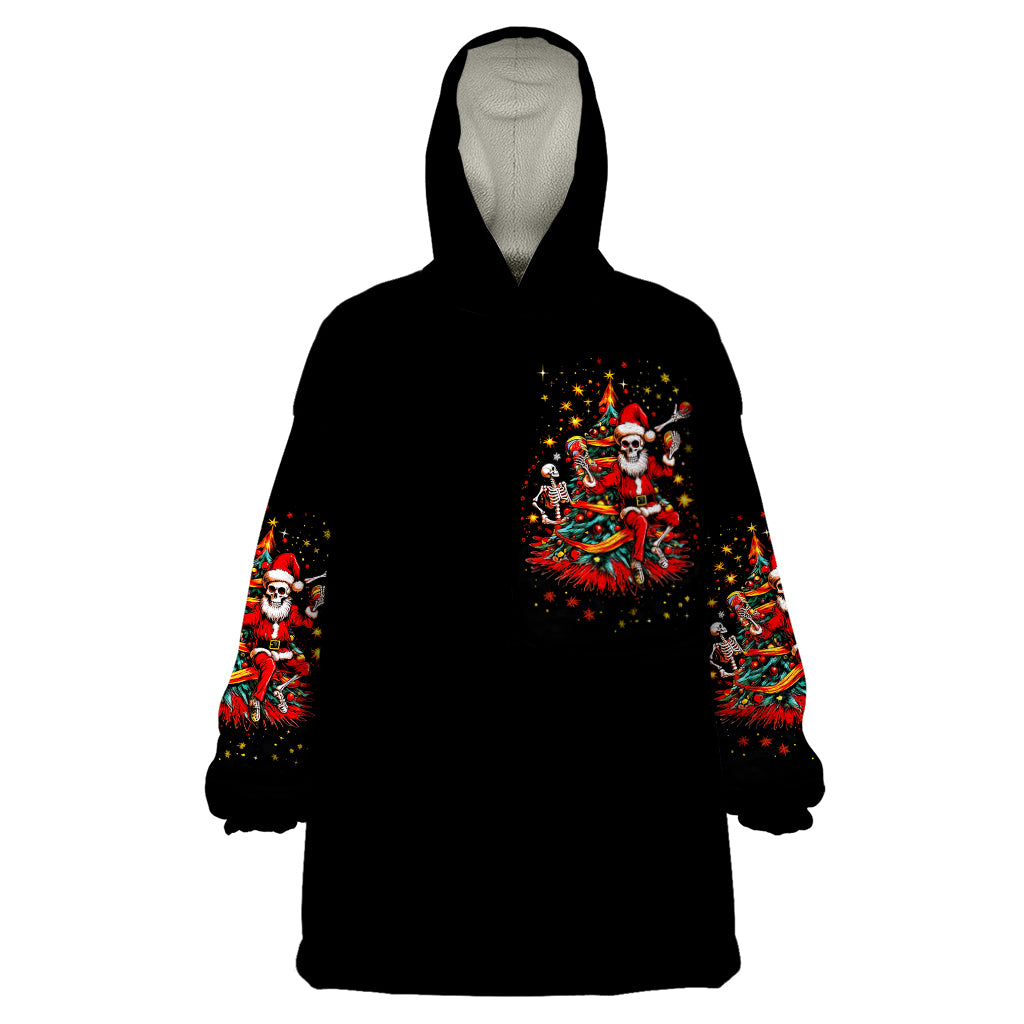Skeleton Santa Claus Wearable Blanket Hoodie Rockin' Around The Christmas Tree - Wonder Print Shop