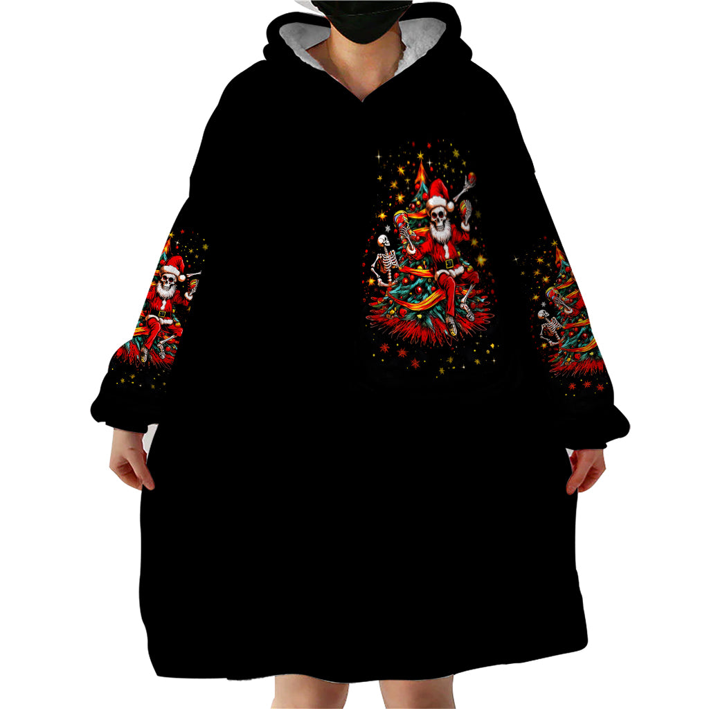 Skeleton Santa Claus Wearable Blanket Hoodie Rockin' Around The Christmas Tree - Wonder Print Shop