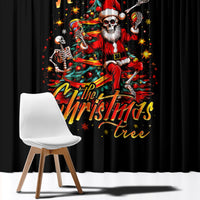 Skeleton Santa Claus Window Curtain Rockin' Around The Christmas Tree - Wonder Print Shop
