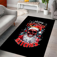 Skeleton Santa Claus Area Rug Merry Christmas Bitches - Wonder Print Shop