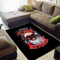 Skeleton Santa Claus Area Rug Merry Christmas Bitches - Wonder Print Shop