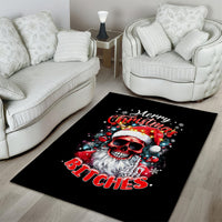 Skeleton Santa Claus Area Rug Merry Christmas Bitches - Wonder Print Shop