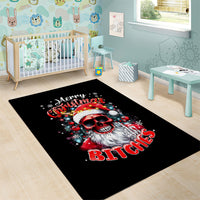 Skeleton Santa Claus Area Rug Merry Christmas Bitches - Wonder Print Shop