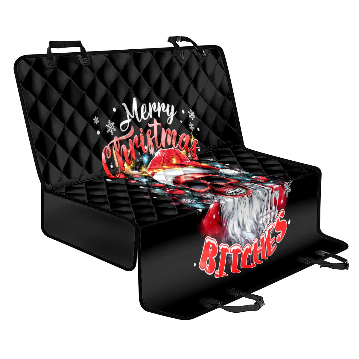 Skeleton Santa Claus Back Car Seat Cover Merry Christmas Bitches - Wonder Print Shop