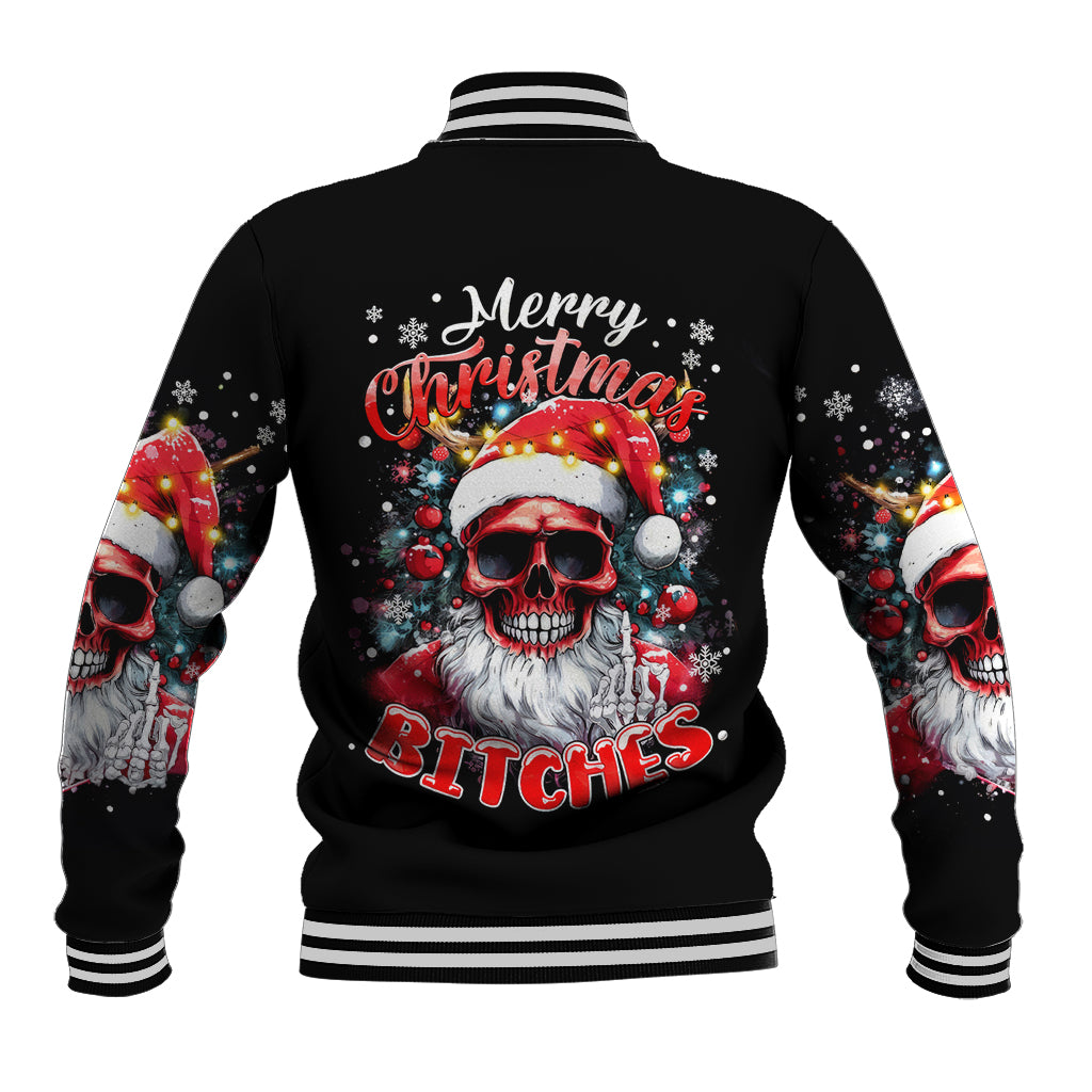Skeleton Santa Claus Baseball Jacket Merry Christmas Bitches - Wonder Print Shop