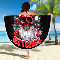Skeleton Santa Claus Beach Blanket Merry Christmas Bitches - Wonder Print Shop
