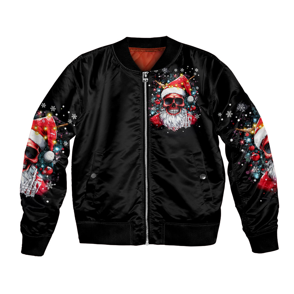 Skeleton Santa Claus Bomber Jacket Merry Christmas Bitches - Wonder Print Shop