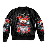 Skeleton Santa Claus Bomber Jacket Merry Christmas Bitches - Wonder Print Shop