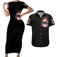 Skeleton Santa Claus Couples Matching Short Sleeve Bodycon Dress and Hawaiian Shirt Merry Christmas Bitches - Wonder Print Shop