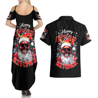 Skeleton Santa Claus Couples Matching Summer Maxi Dress and Hawaiian Shirt Merry Christmas Bitches - Wonder Print Shop